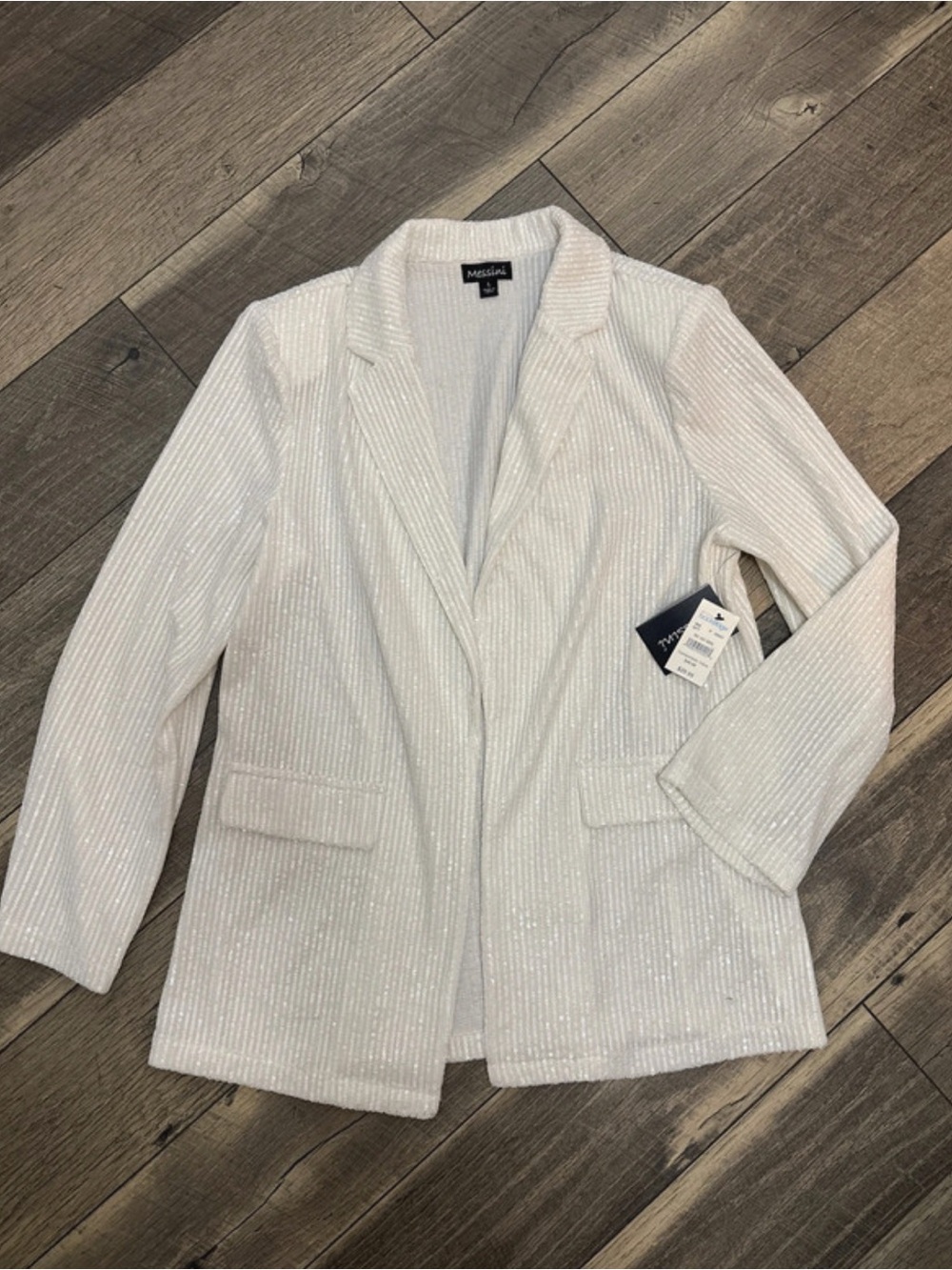 Messini Ivory Sequin-Textured Blazer